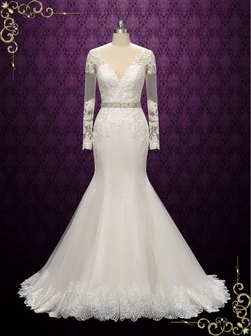 Vintage Style Lace Fit and Flare Wedding Dress | Alisa