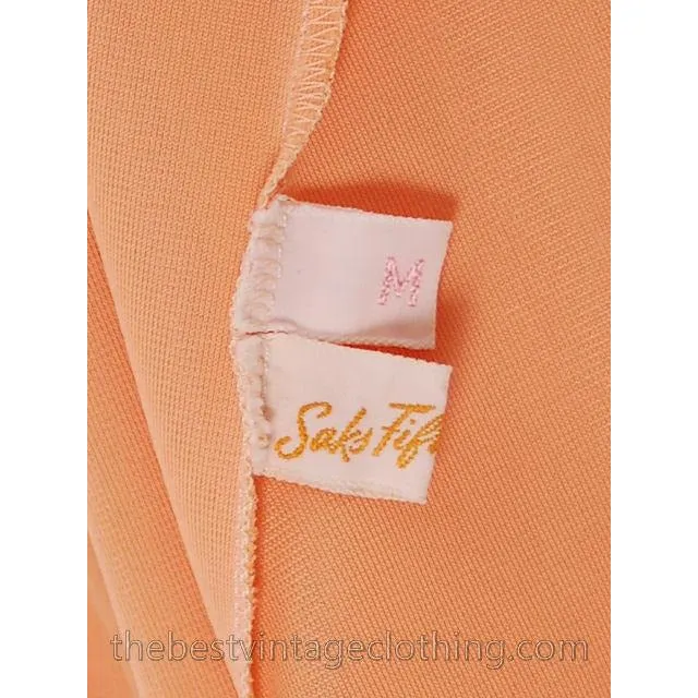 Vintage Sweeping Nylon Chiffon 2PC Peignoir Saks Fifth Ave Red Orange Eva Gabor 1960s