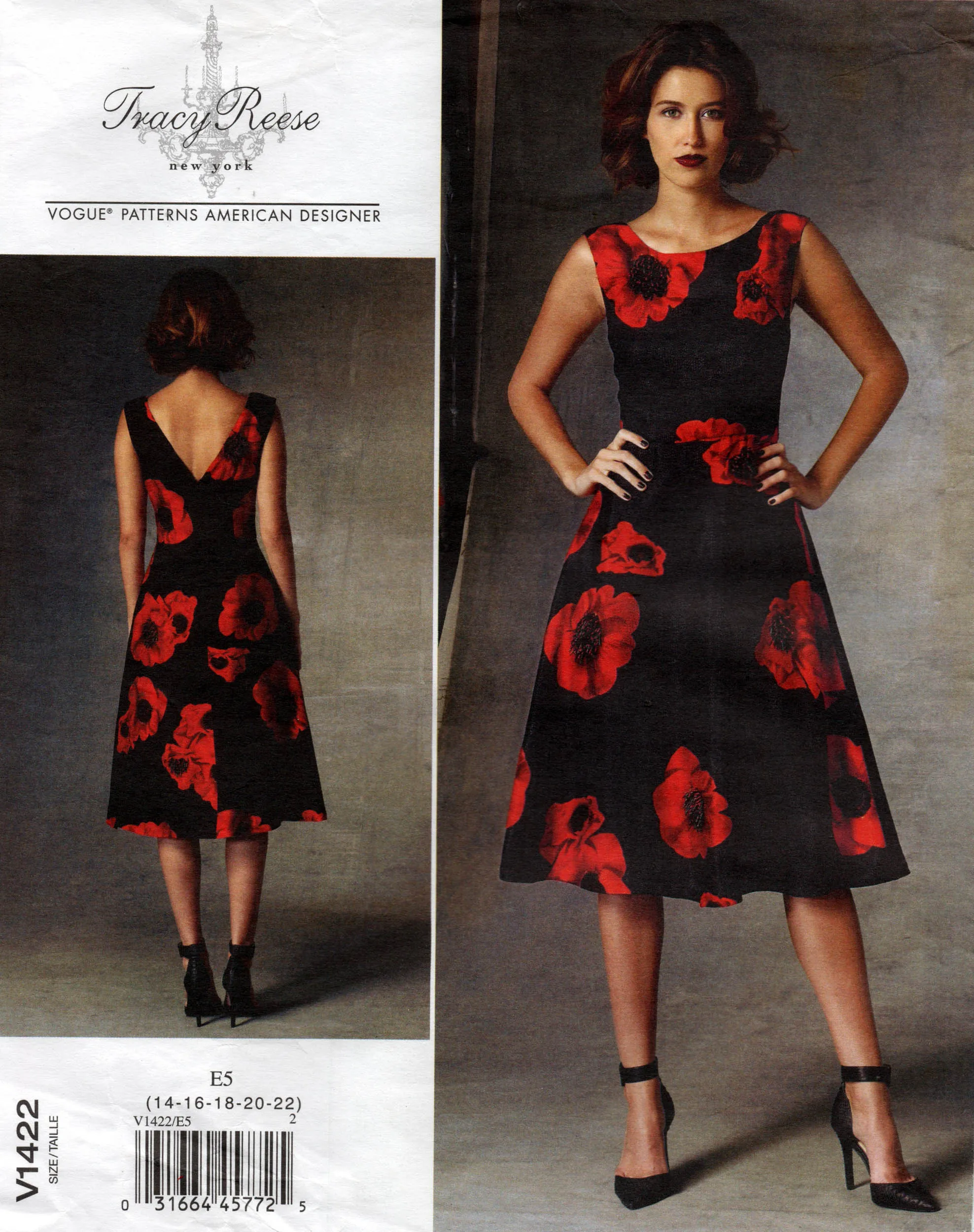 Vogue American Designer 1422 TRACY REESE Womens Lined Dress with Underskirt Out Of Print Sewing Pattern Size 14 - 22 UNCUT Factory Folded