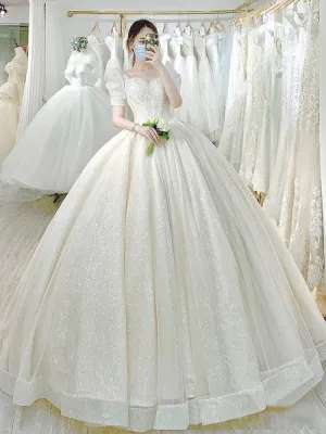 Wedding Dress Princess Bride Dress Shiny Ball Gown Wedding Dress