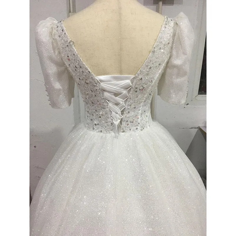 Wedding Dress Princess Bride Dress Shiny Ball Gown Wedding Dress