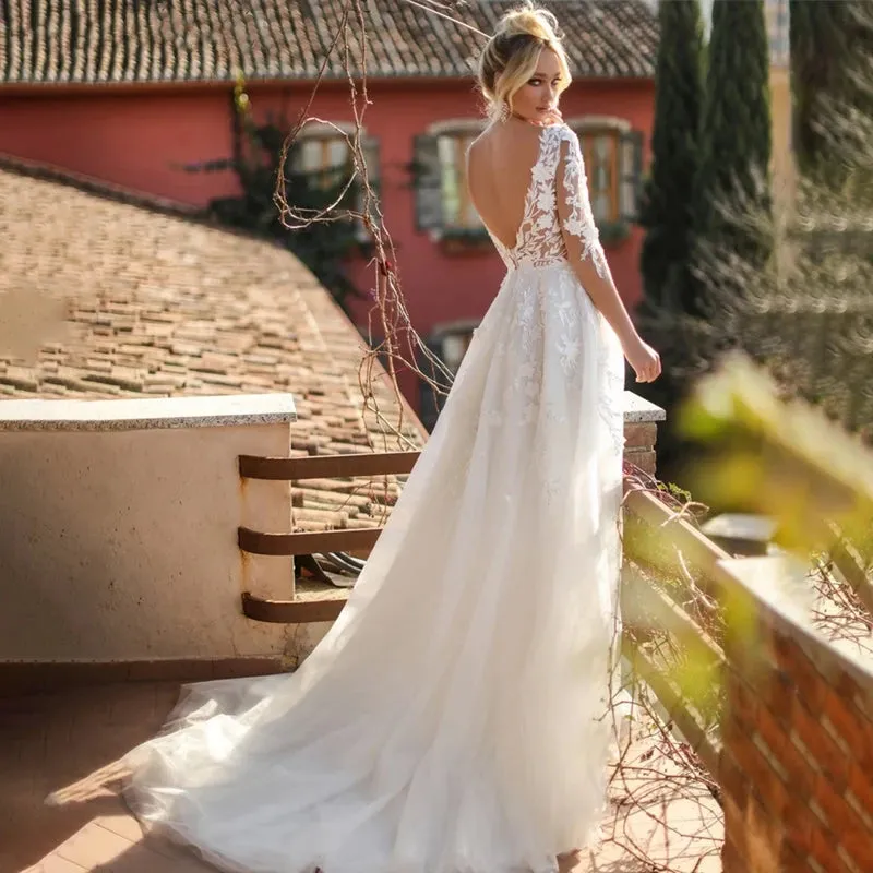Wedding Guest Dresses: Women's Wedding Dresses Lace Appliques Bride Gowns