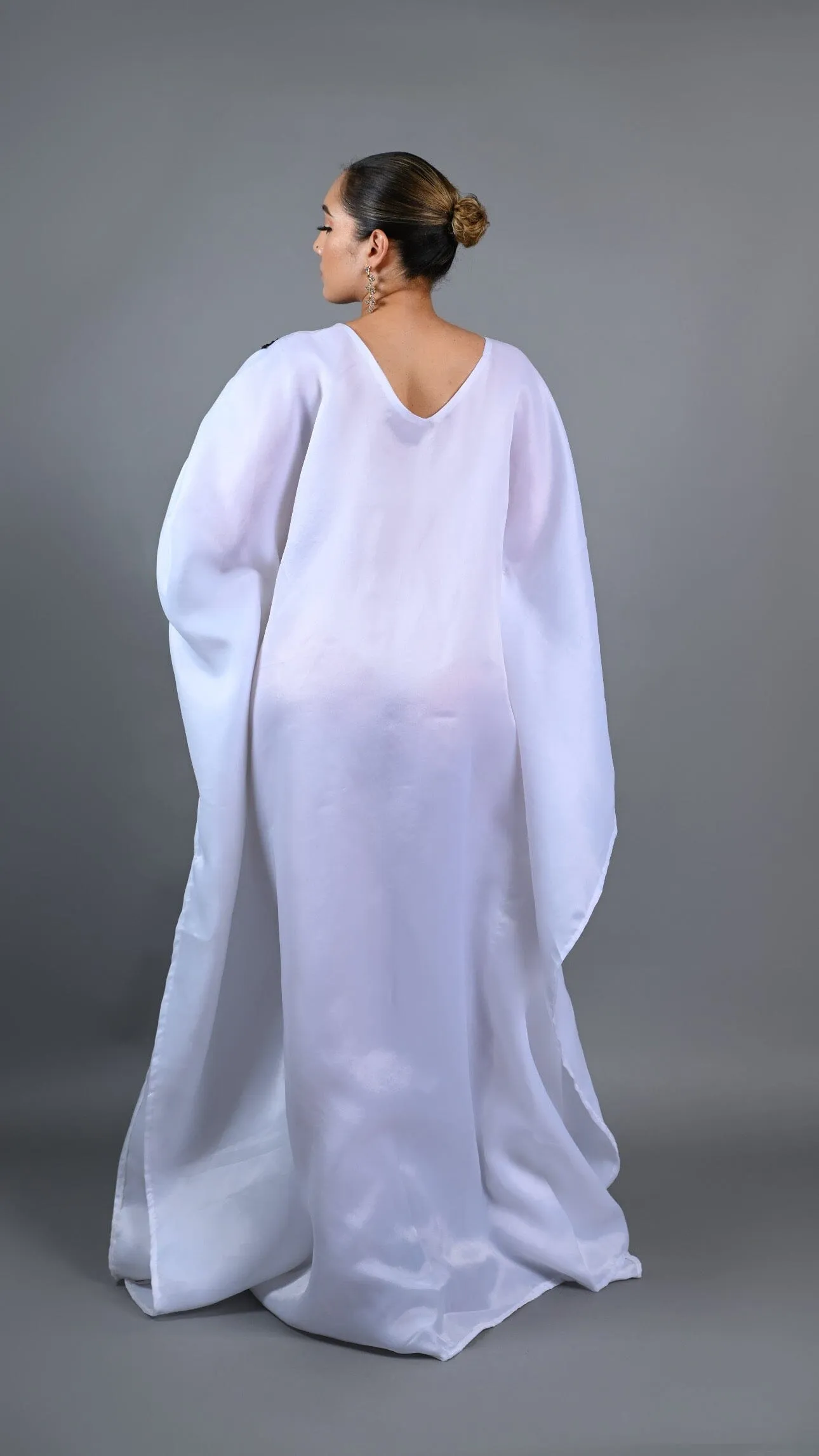 White kaftan Boubou maxi dress with cut out sequin.