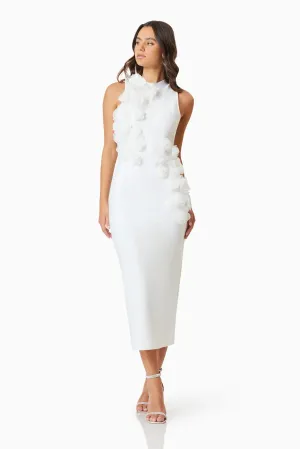 Whitetail 3D Floral Midi Dress