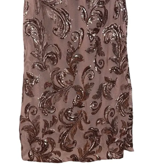 Windsor Lilac Paisley Formal Sequin Leaf Maxi Dress Gown Sz