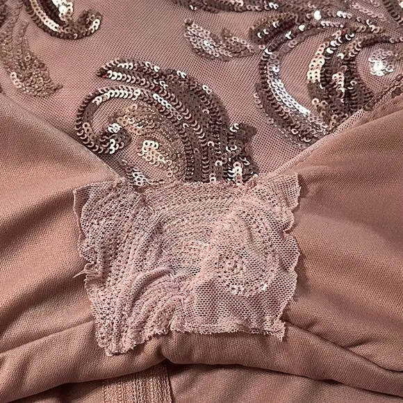 Windsor Lilac Paisley Formal Sequin Leaf Maxi Dress Gown Sz