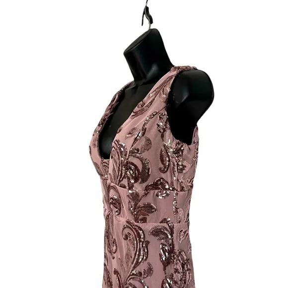 Windsor Lilac Paisley Formal Sequin Leaf Maxi Dress Gown Sz