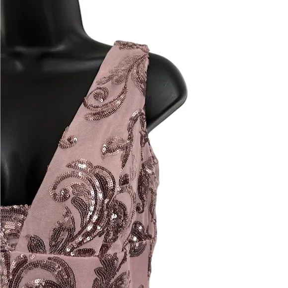 Windsor Lilac Paisley Formal Sequin Leaf Maxi Dress Gown Sz