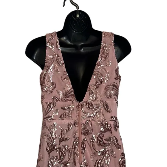 Windsor Lilac Paisley Formal Sequin Leaf Maxi Dress Gown Sz