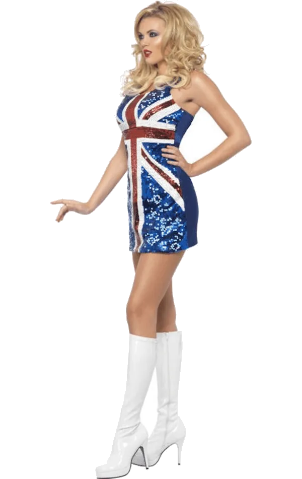 Womens Geri Halliwell Sequin Union Jack Costume