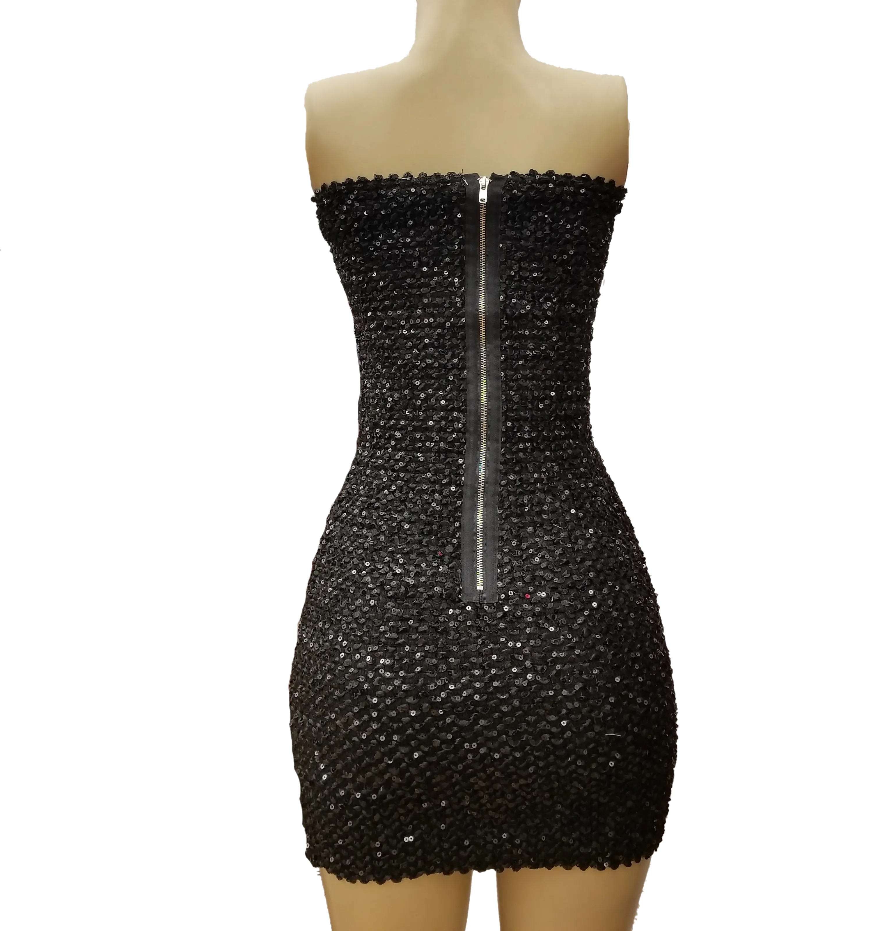 Women's Sequin Tube Mini Dress With Zipper Back