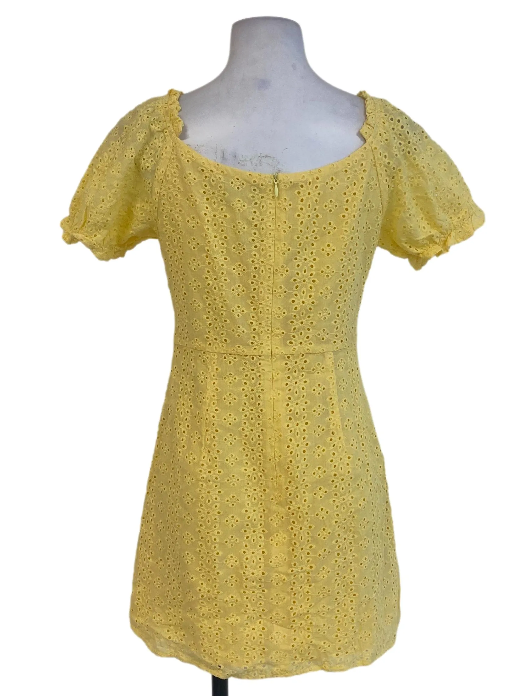 Yellow Embroidered Empire Dress