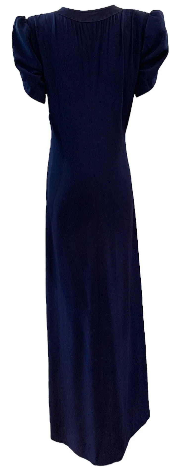 YSL Rive Gauche 1982 Blue Satin Back Crepe Dress