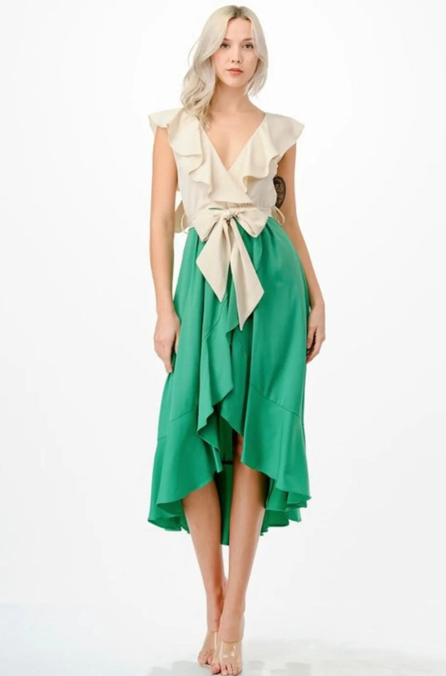 Zahara Asymmetric Green Dress