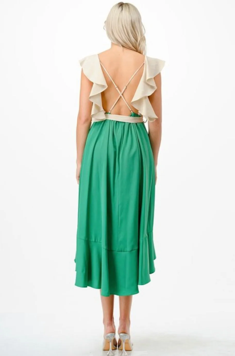 Zahara Asymmetric Green Dress